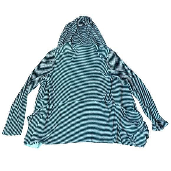 Plume & Thread Anthropologie Hooded Cardigan Sweater Size 2 Medium Stripe - Picture 2 of 6